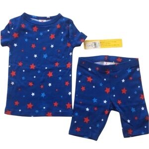 Pajamas Patriotic Red‎ White Blue Star Print Short sleeve set Size 4